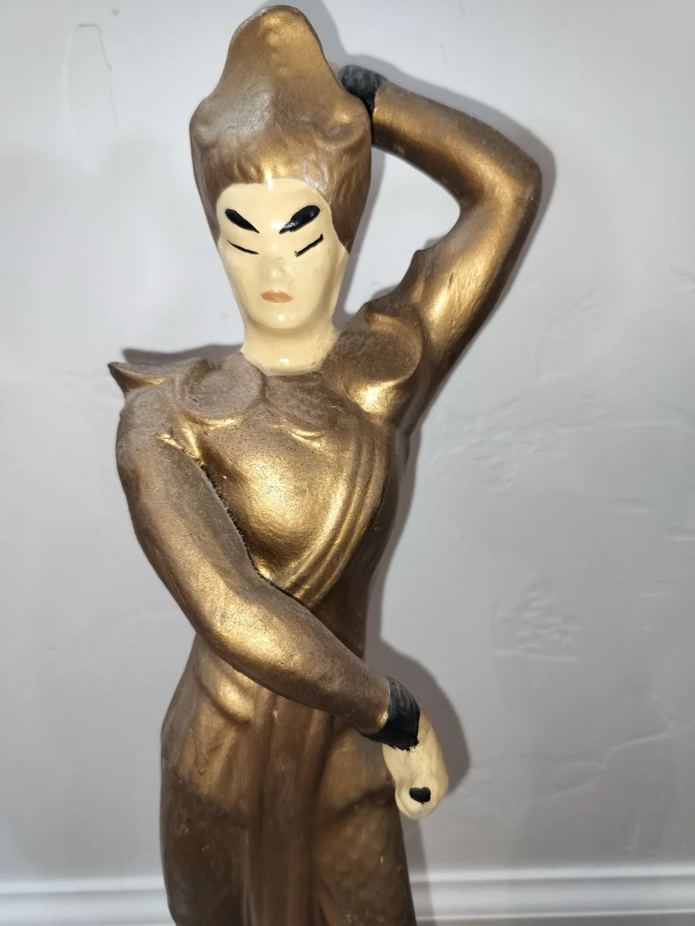 VTG 1950s Mid Century Balinese Dancer Figurines Pair Gold 17